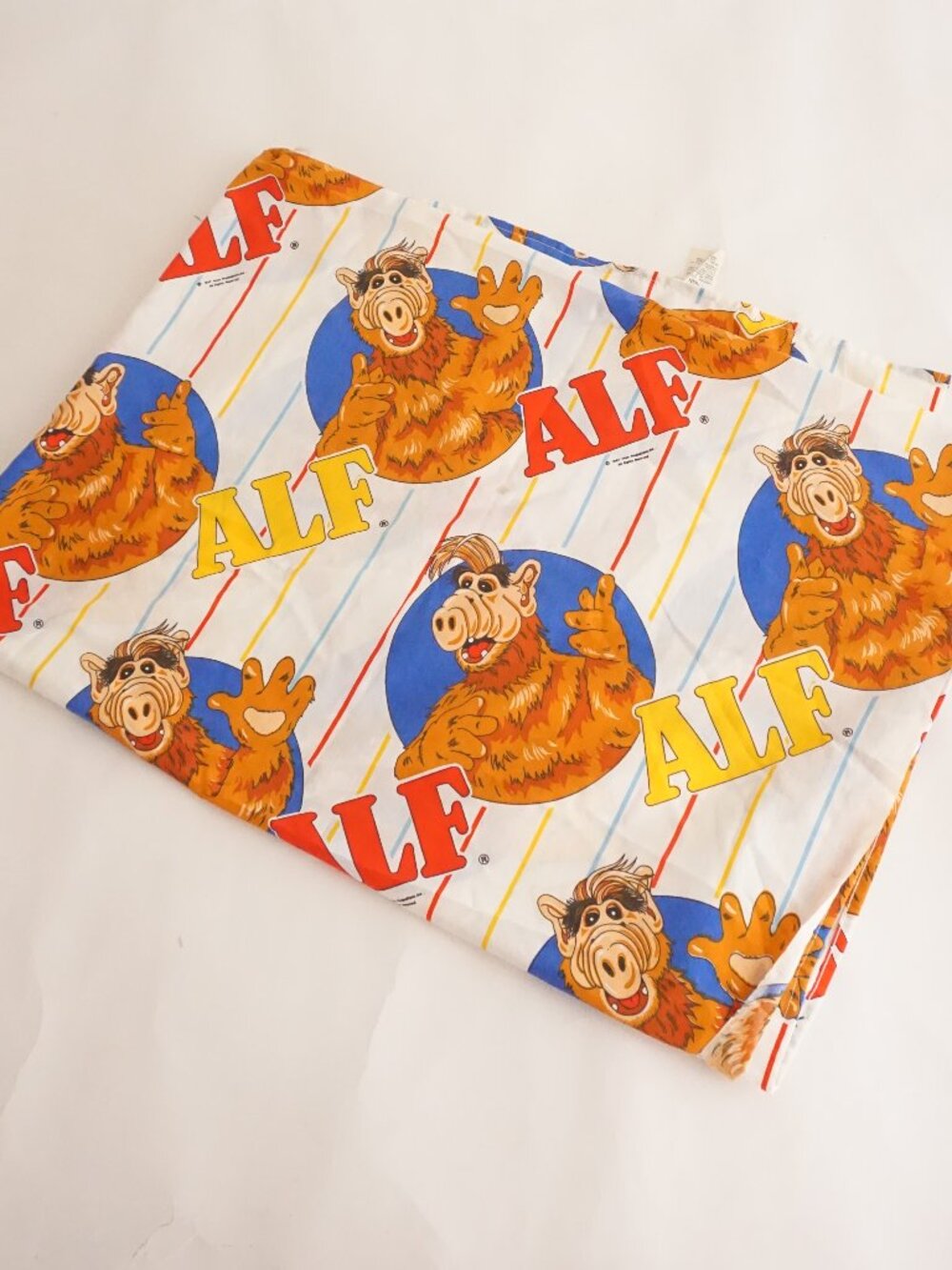 Vintage '87 ALF Twin Sheet Bed Skirt Bibb Co Cartoon 80s TV nostalgic Fabric Lot